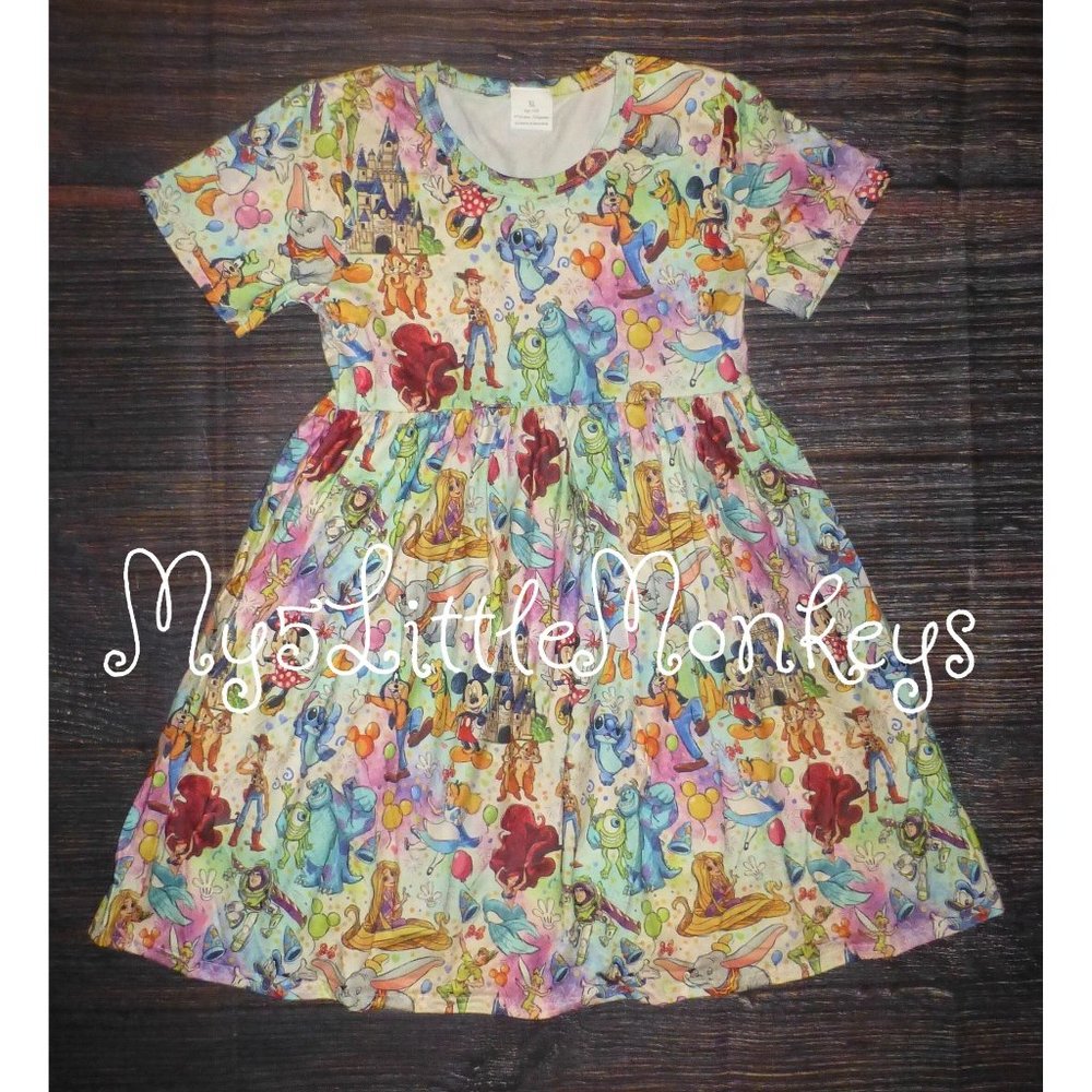 Boutique Cartoon Characters Girls Sleeveless Dress - Picture 1 of 3